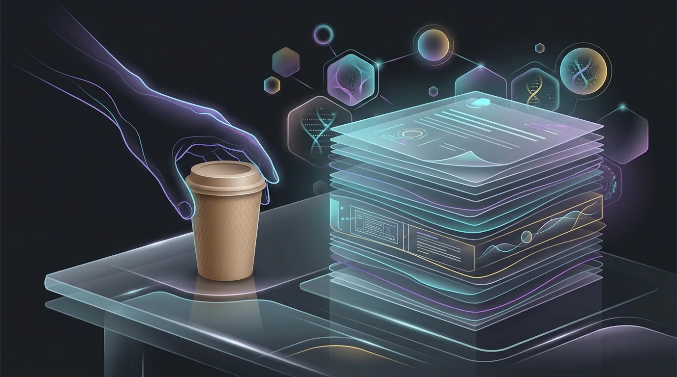 Hand placing a coffee cup next to life insurance policy documents to illustrate affordable family coverage costs.