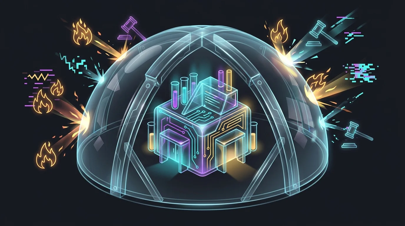 Glass startup building protected by a shield against fire, legal, and cyber threats to ensure business insurance coverage.