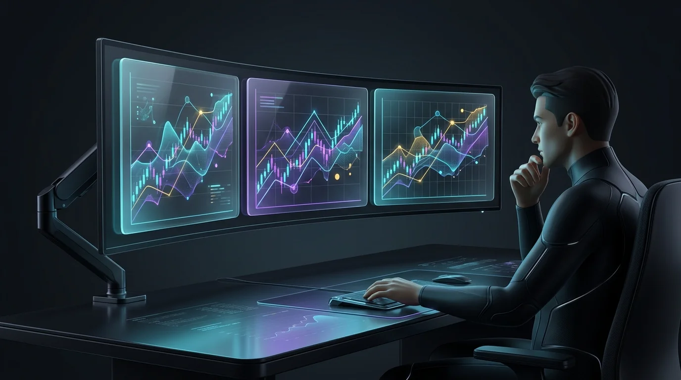 Person comparing digital financial charts to choose the right account for mutual fund investing.