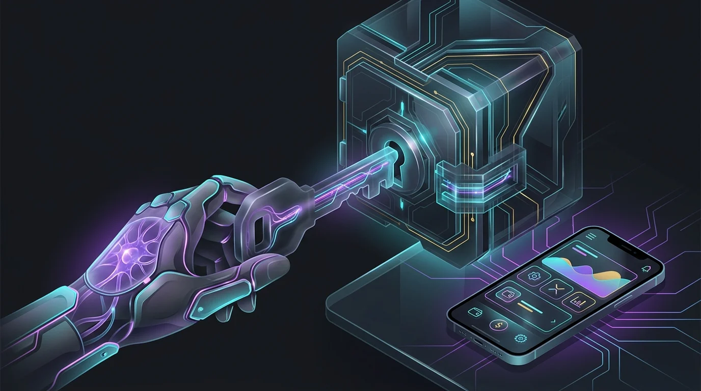 Hardware wallet held near a smartphone to illustrate secure cryptocurrency custody options.