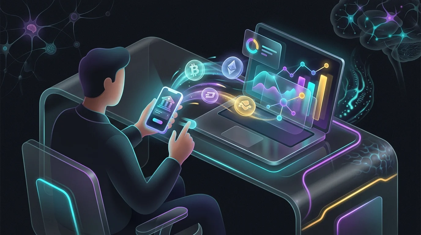 Person using a smartphone to transfer funds into an investment portfolio for stock market investing.
