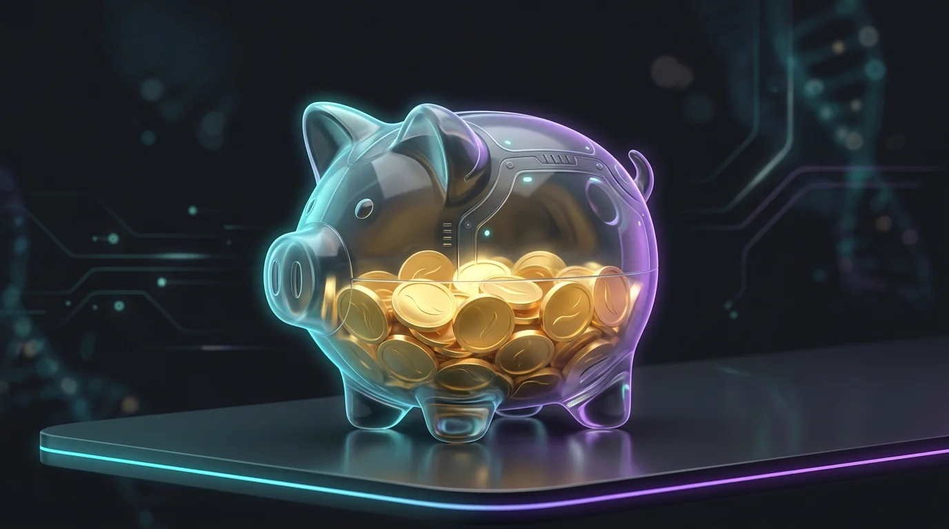 Piggy bank half-filled with gold coins to represent a realistic college savings goal for your retirement plan.