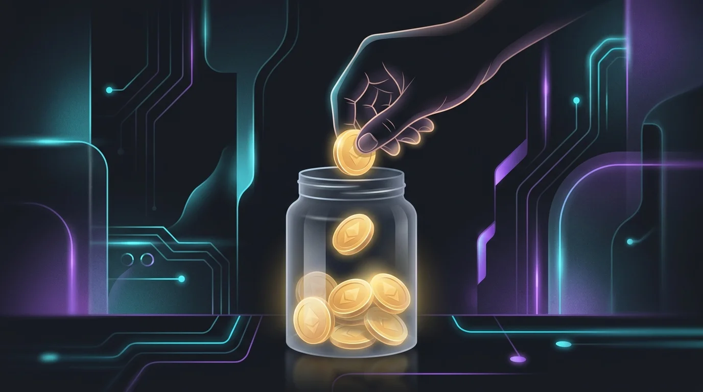 Hand placing a gold coin into a jar to represent building long-term wealth through passive income dividend stocks.