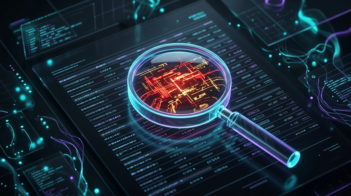 Magnifying glass highlighting a red discrepancy on a credit report to help spot errors in your financial data.