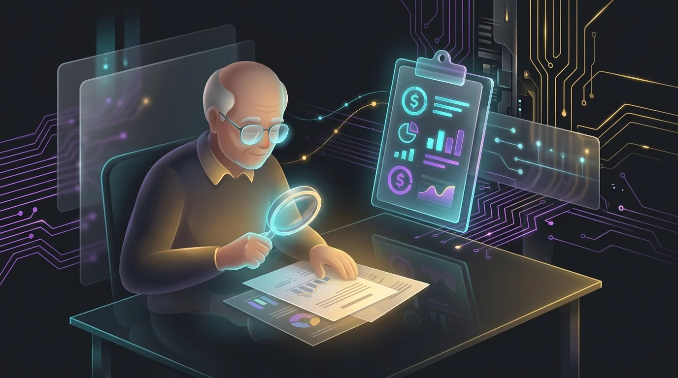 Senior reviewing term life insurance documents with a digital premium rate clipboard.
