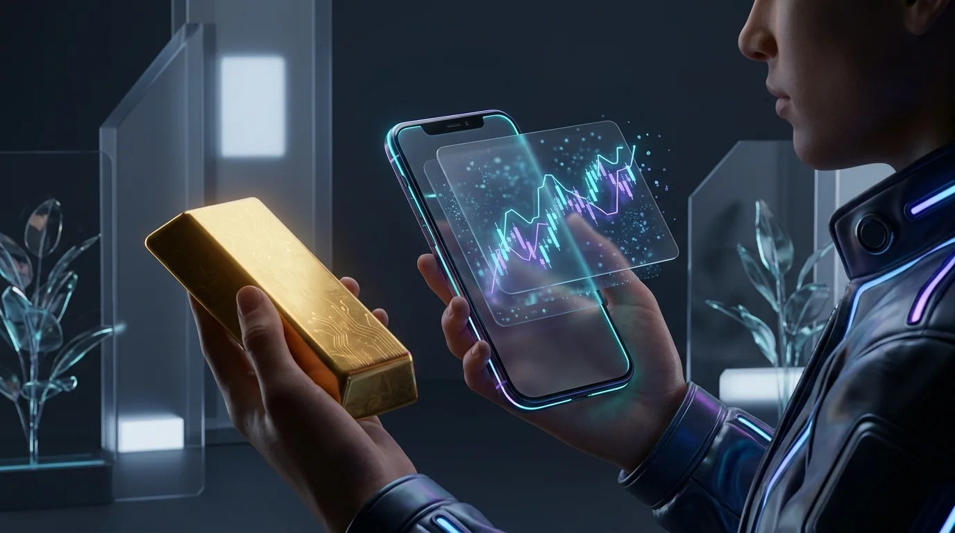 Investor holding a physical gold bar while