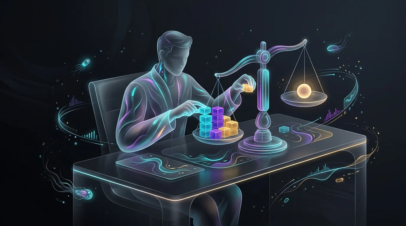 Investor carefully balancing blocks representing stocks and bonds to assess risk tolerance for a market correction.