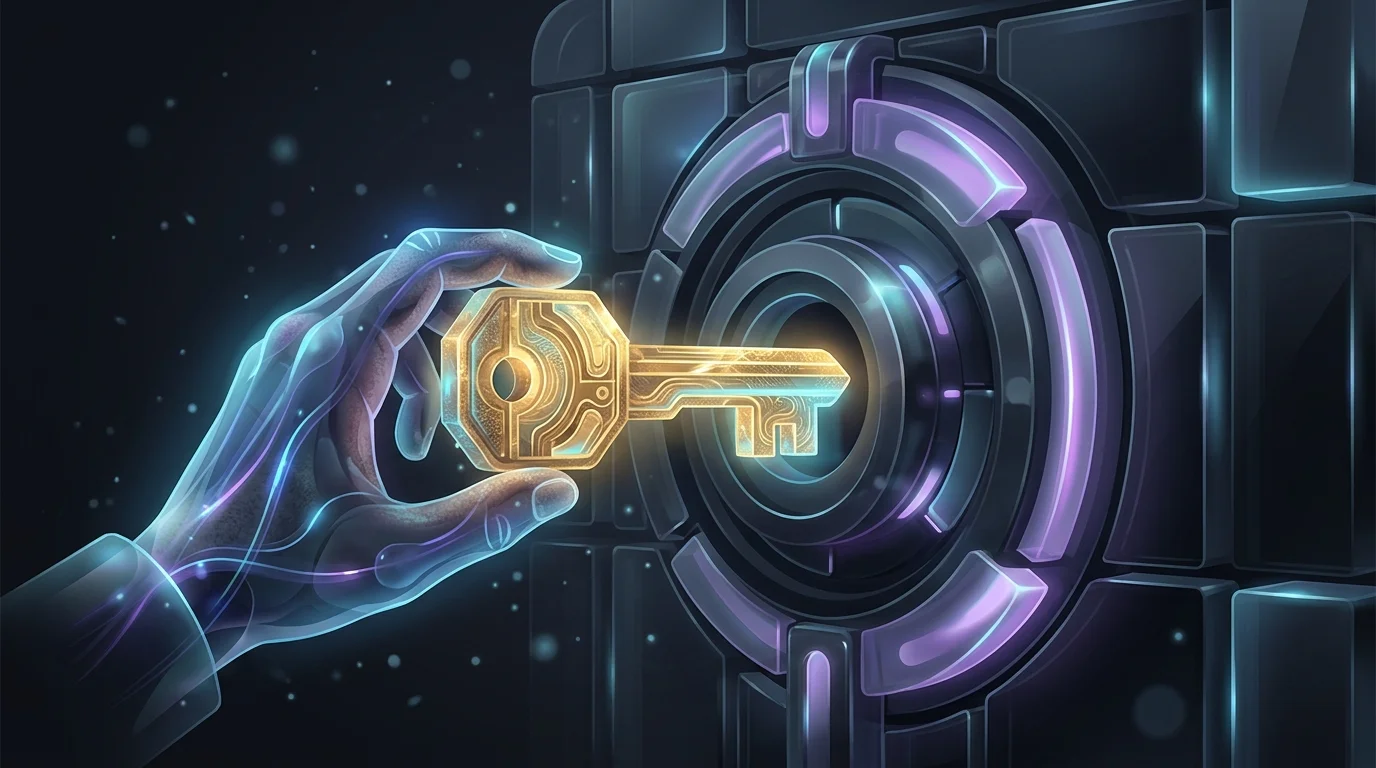 Person inserting a tax ID key into a trust vault to secure beneficiary designations and assets.