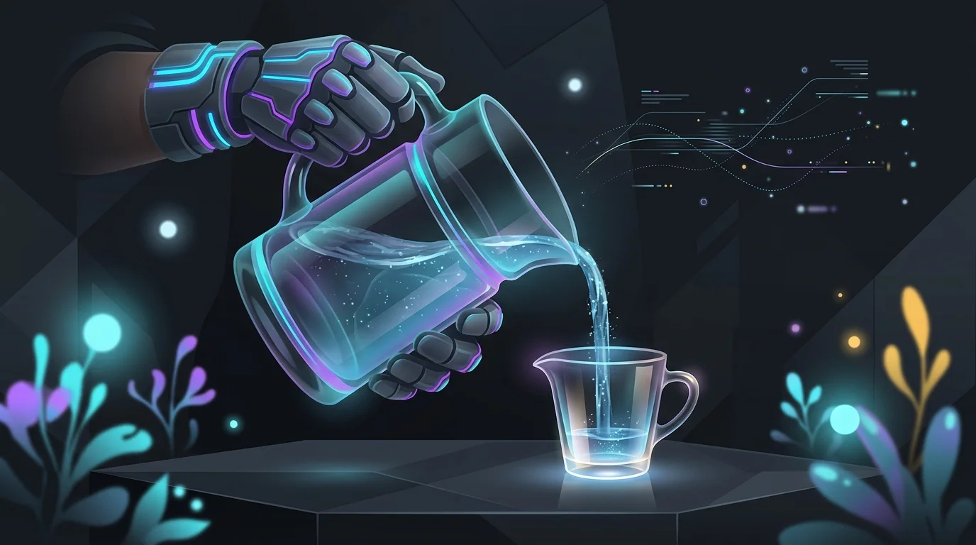 Person pouring a small amount of water into a measuring cup to represent allocating capital for day trading.