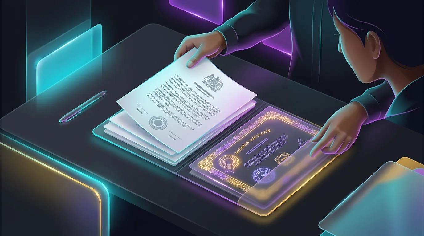 Professional organizing official business documents to establish a legal entity for building business credit.