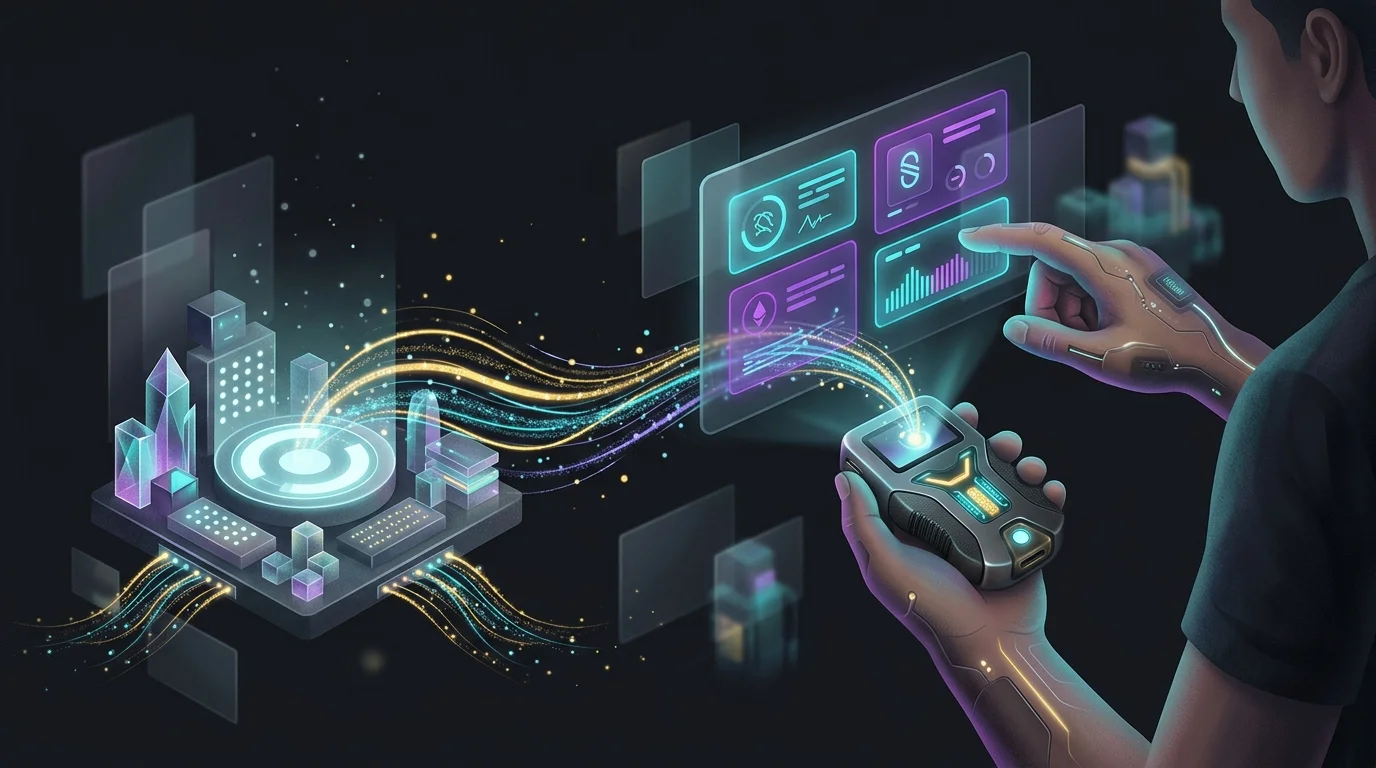 Investor transferring digital tokens from a secure launchpad platform to a hardware wallet for blockchain investing.
