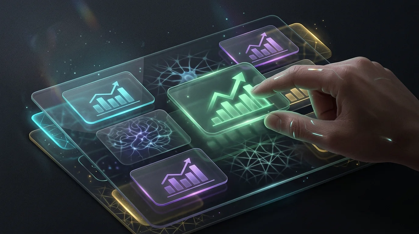 Hand selecting a green energy investment account from a digital menu on a tablet.