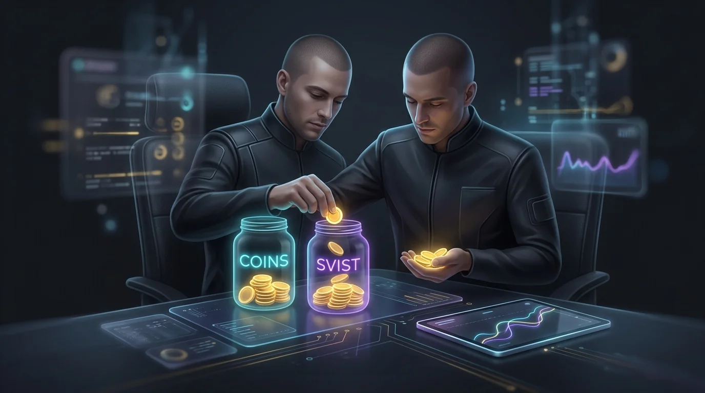 Solo professional putting gold coins into labeled jars to build retirement savings for their future.