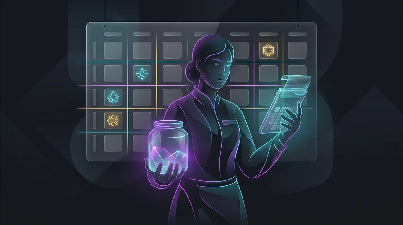 Server using a calculator to manage tips and track quarterly tax deadlines for financial planning.