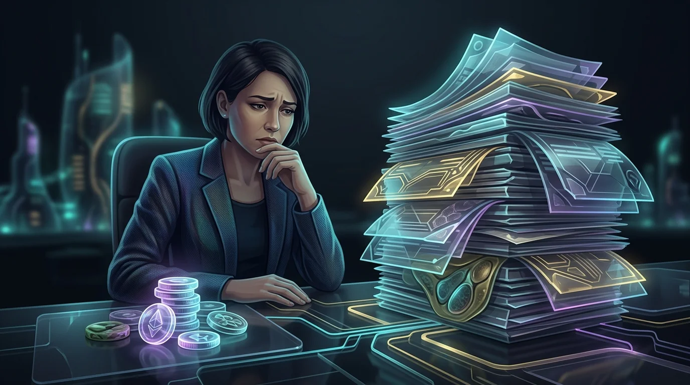 Person looking concerned while comparing coins to a large tax bill to adjust 4-day work week withholding.
