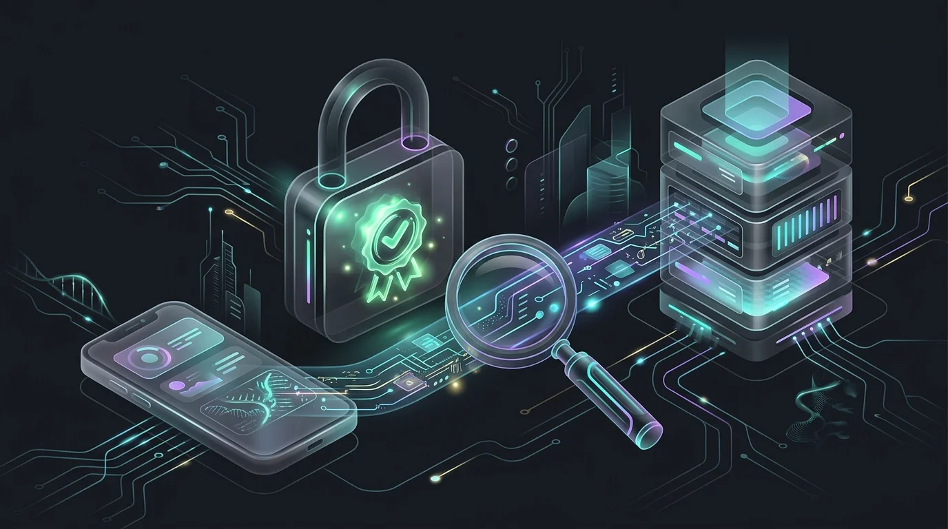 Digital padlock showing an A+ encryption grade during an investment app security scan of a secure data connection.