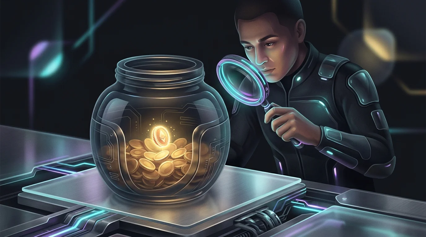 Person using a magnifying glass to inspect gold coins to find low-cost investments for a retirement account.