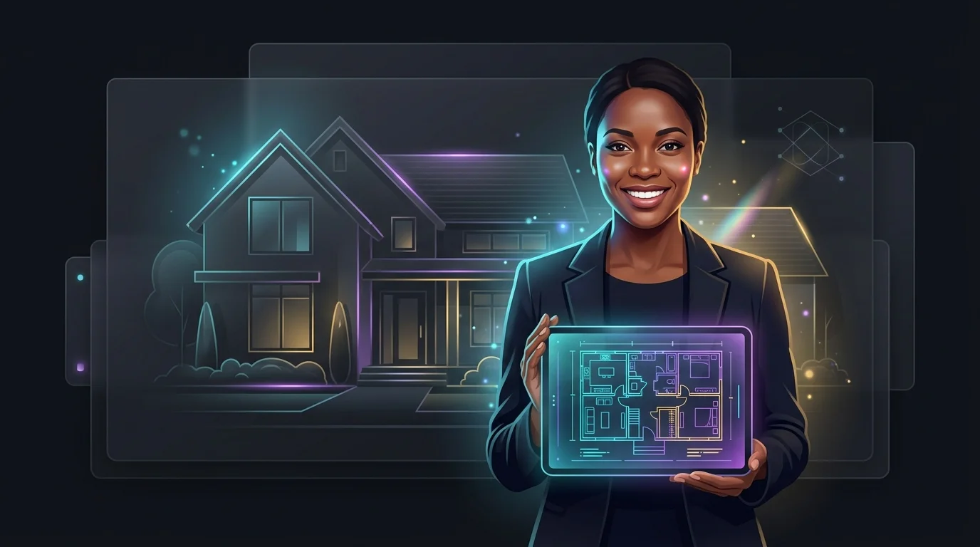 State Farm agent using a tablet to review a home blueprint for a first-time homeowners insurance policy.