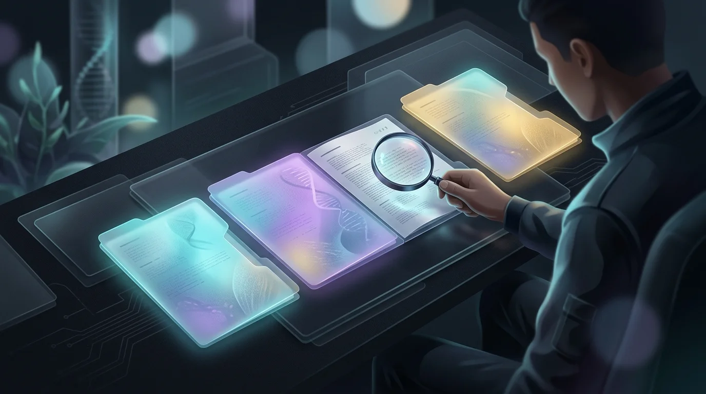 Person using a magnifying glass to compare small business commercial insurance policy details on a desk.