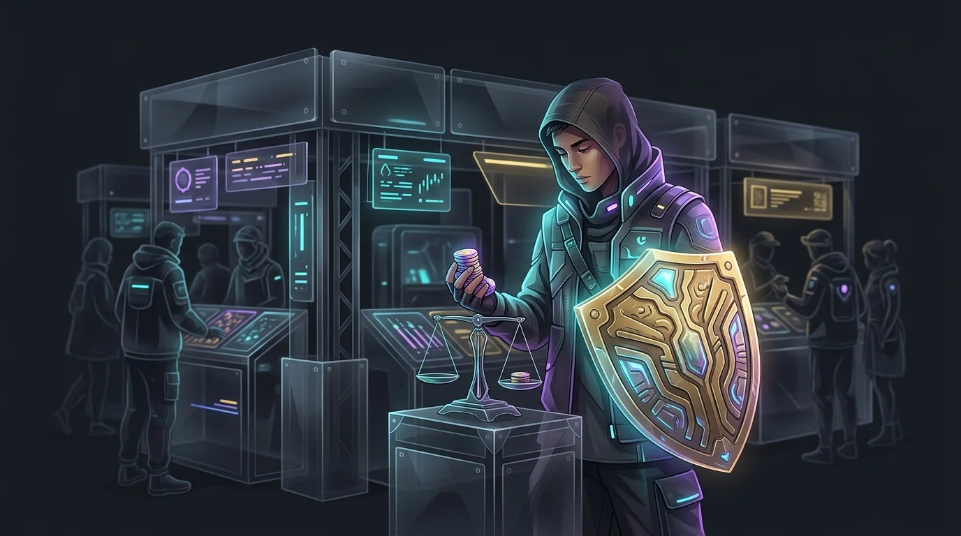 Person weighing a shield and coins to represent comparing event insurance policy coverage limits and costs.