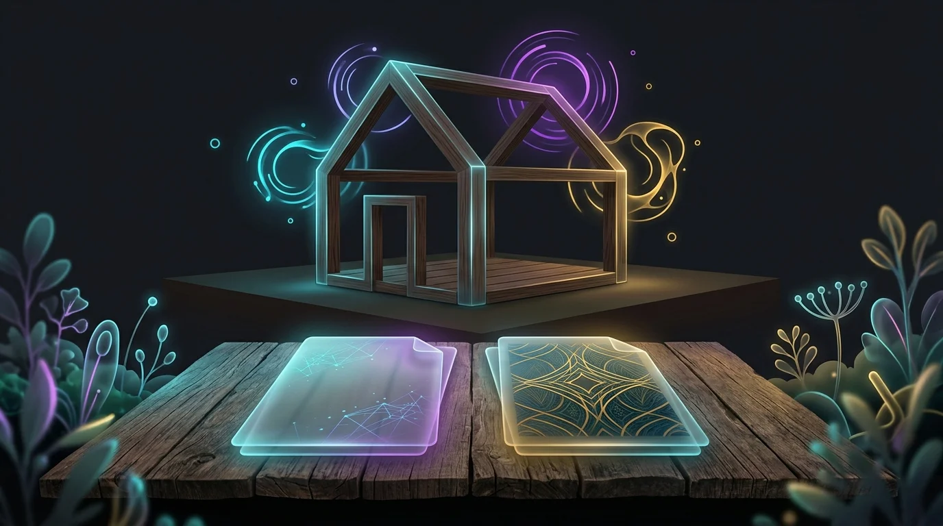 Two insurance policy documents on a table in front of an empty home, illustrating vacant property insurance options.