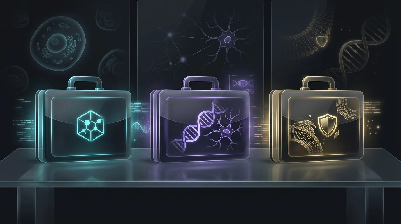 Three professional briefcases representing top-rated professional liability insurance providers on an office desk.