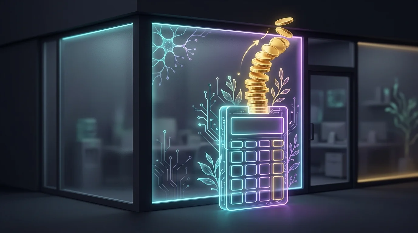 Digital calculator and gold coins representing recovered lost income via business interruption insurance.