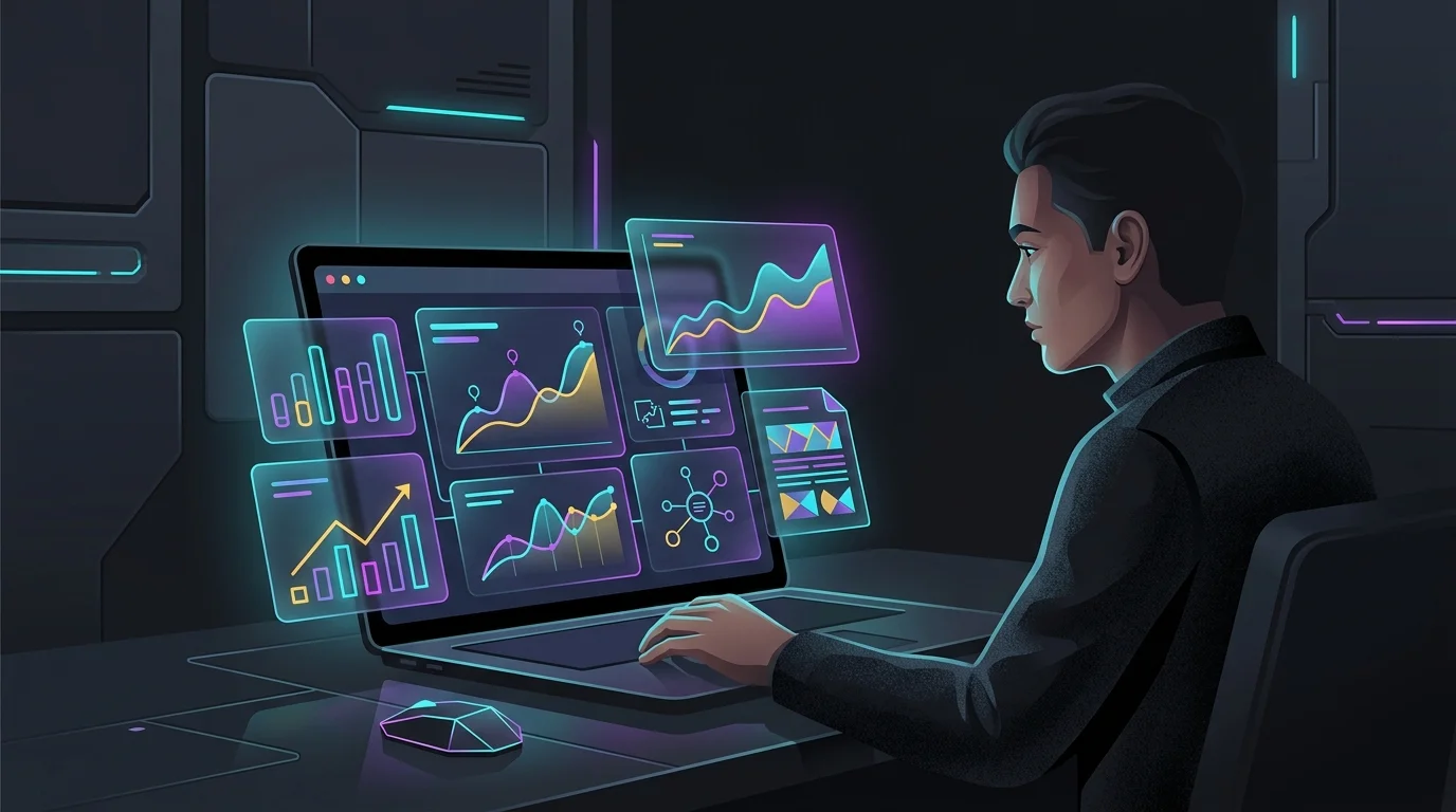 WealthForge AI dashboard displaying interactive financial charts and investment growth projections on a laptop.