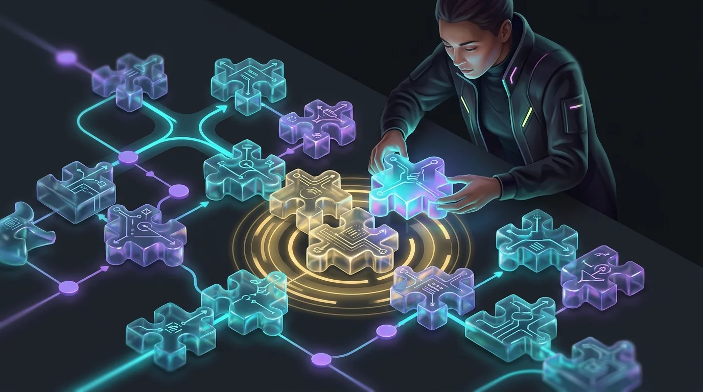 Person assembling a digital puzzle representing steps for a successful embedded insurance platform integration.