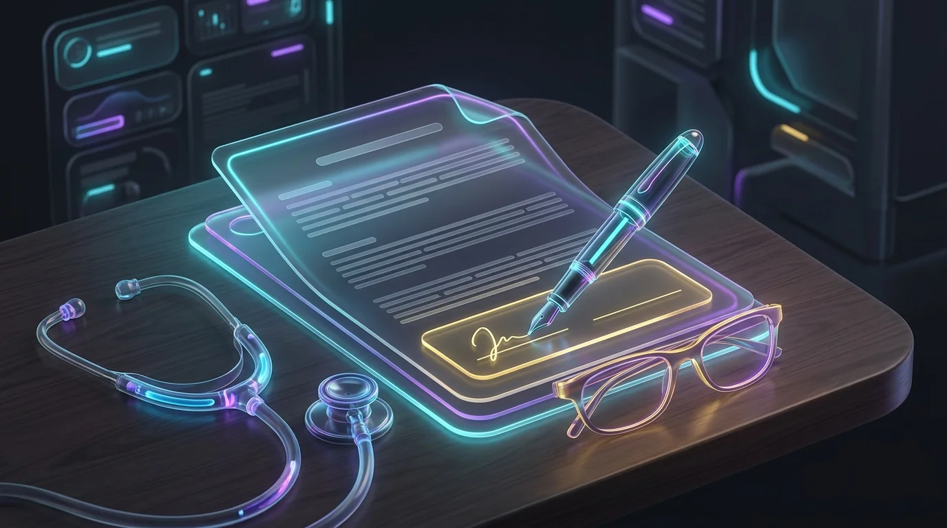 Legal document for health care directive with a pen and stethoscope on a desk for estate planning.