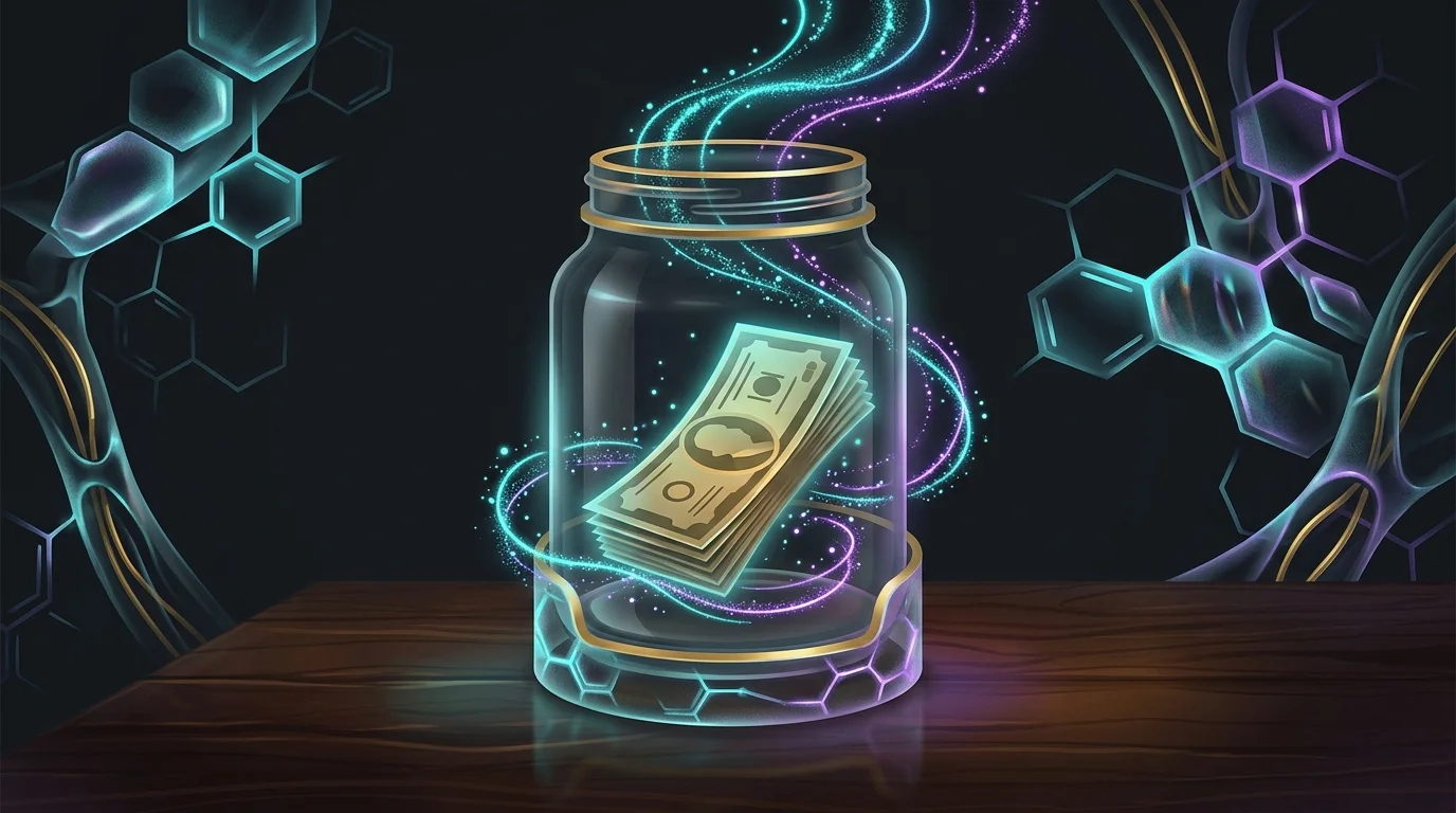 Stack of dollar bills inside a glass jar shrinking to represent how inflation erodes savings value.