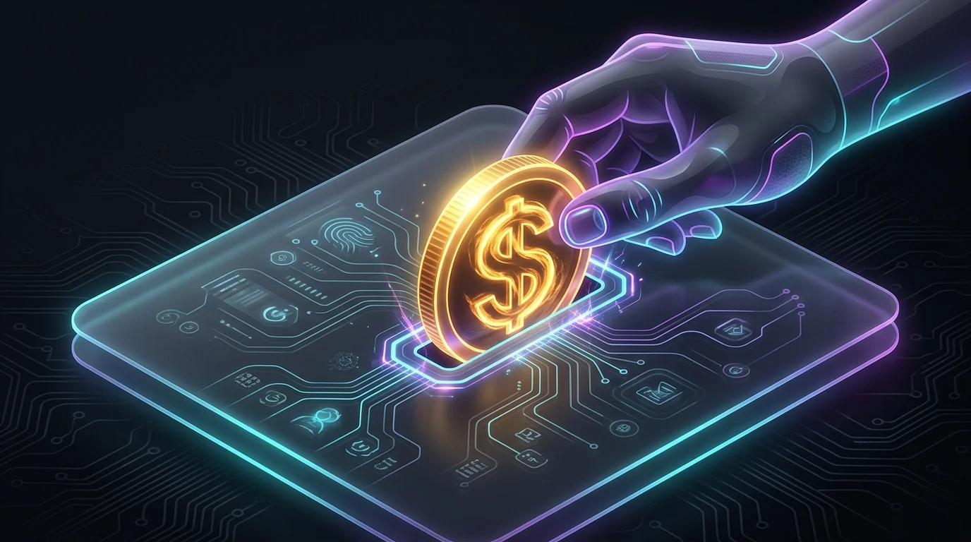 Person inserting a glowing dollar coin into a tax form to simplify claiming tax credits for better tax planning.