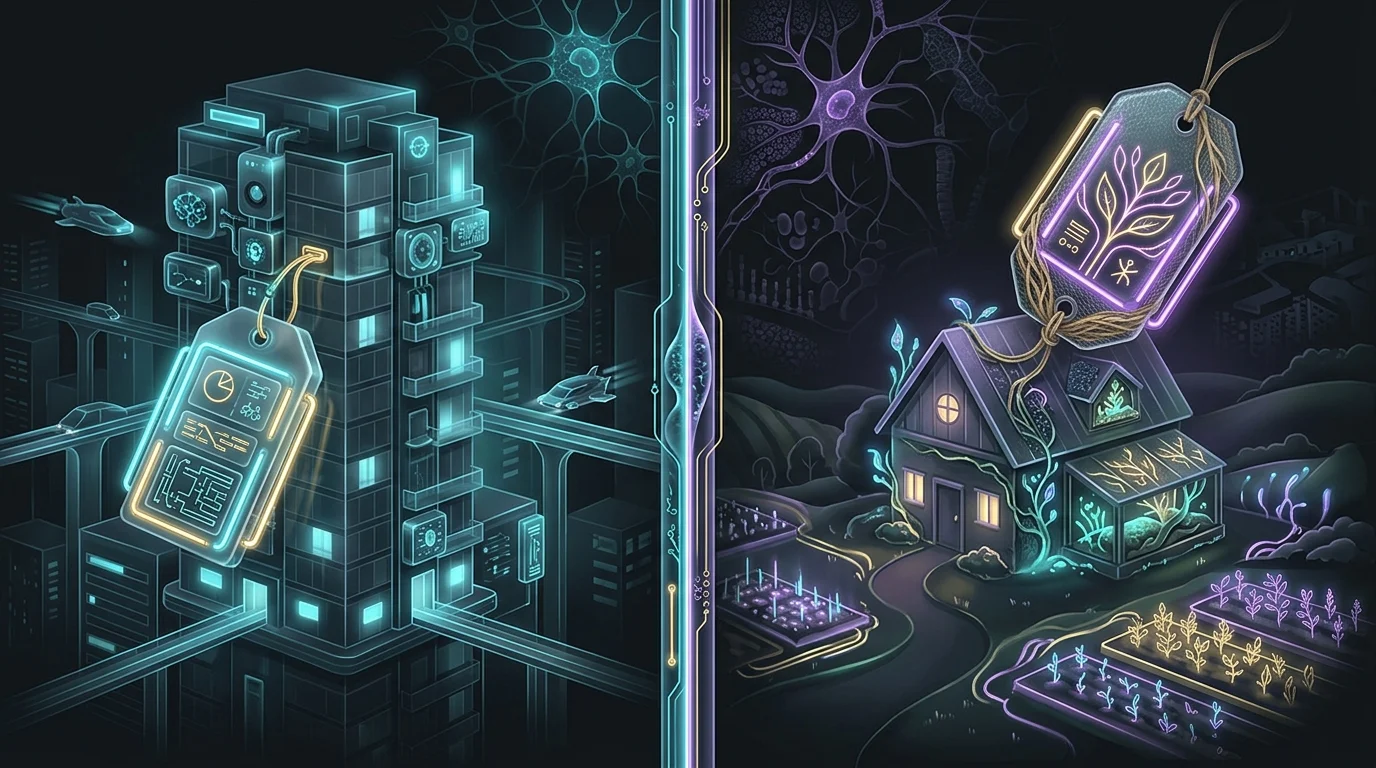 Split-screen illustration comparing high urban rent and lower rural housing costs for cost of living analysis.