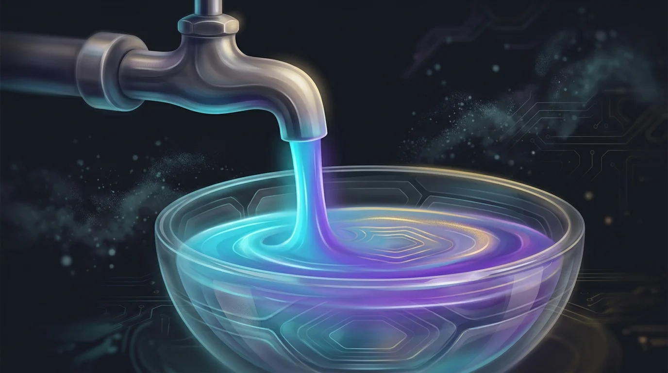 Water flowing into a bowl representing steady income streams and financial security for dementia care planning.