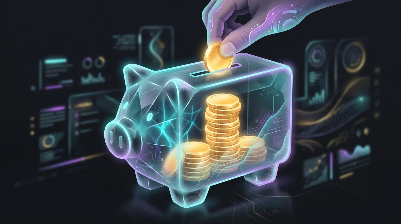 Person stacking coins into a credit card shaped piggy bank to build a strong U.S. credit history.
