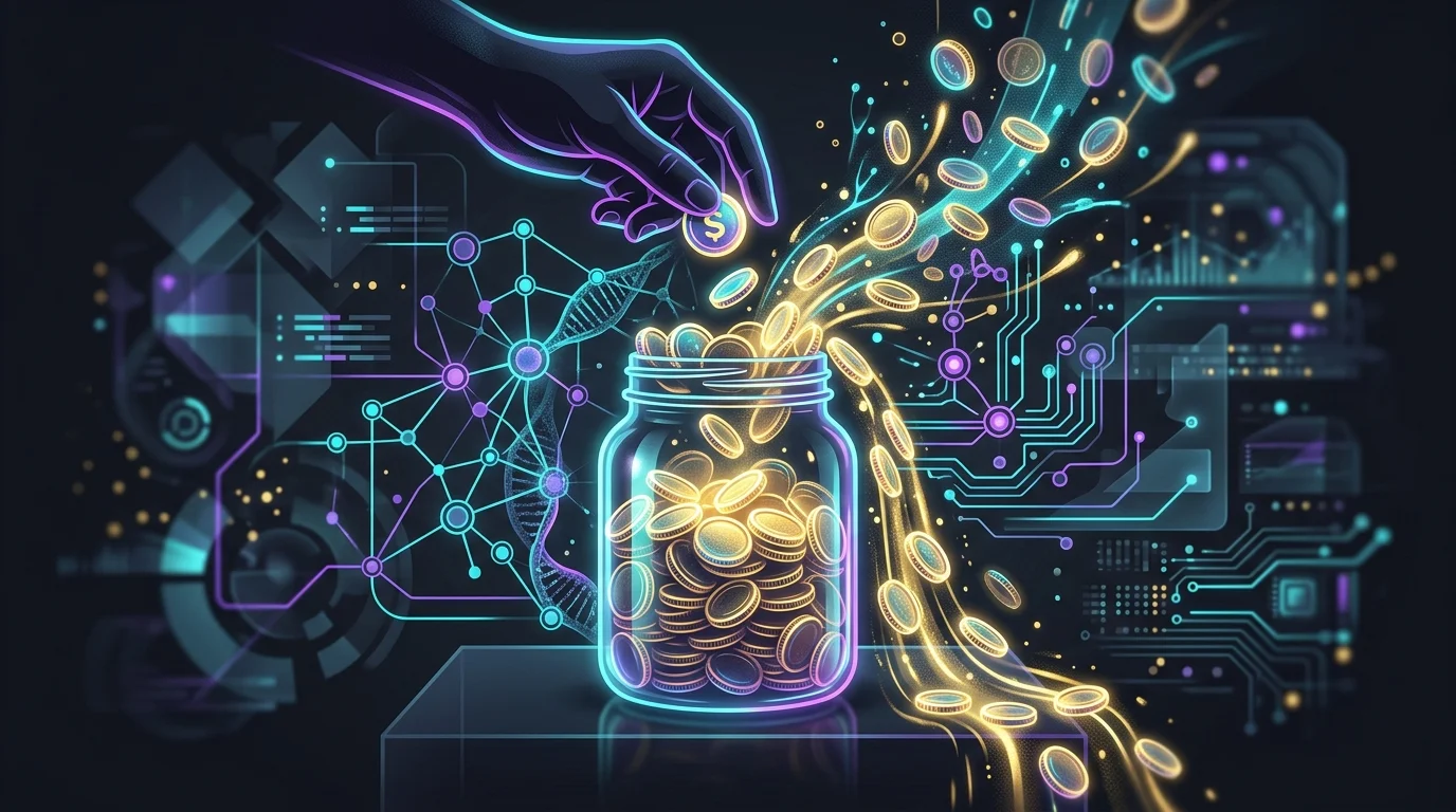 Coins overflowing from a glass jar to illustrate rising costs from Zapier task-based automation pricing.