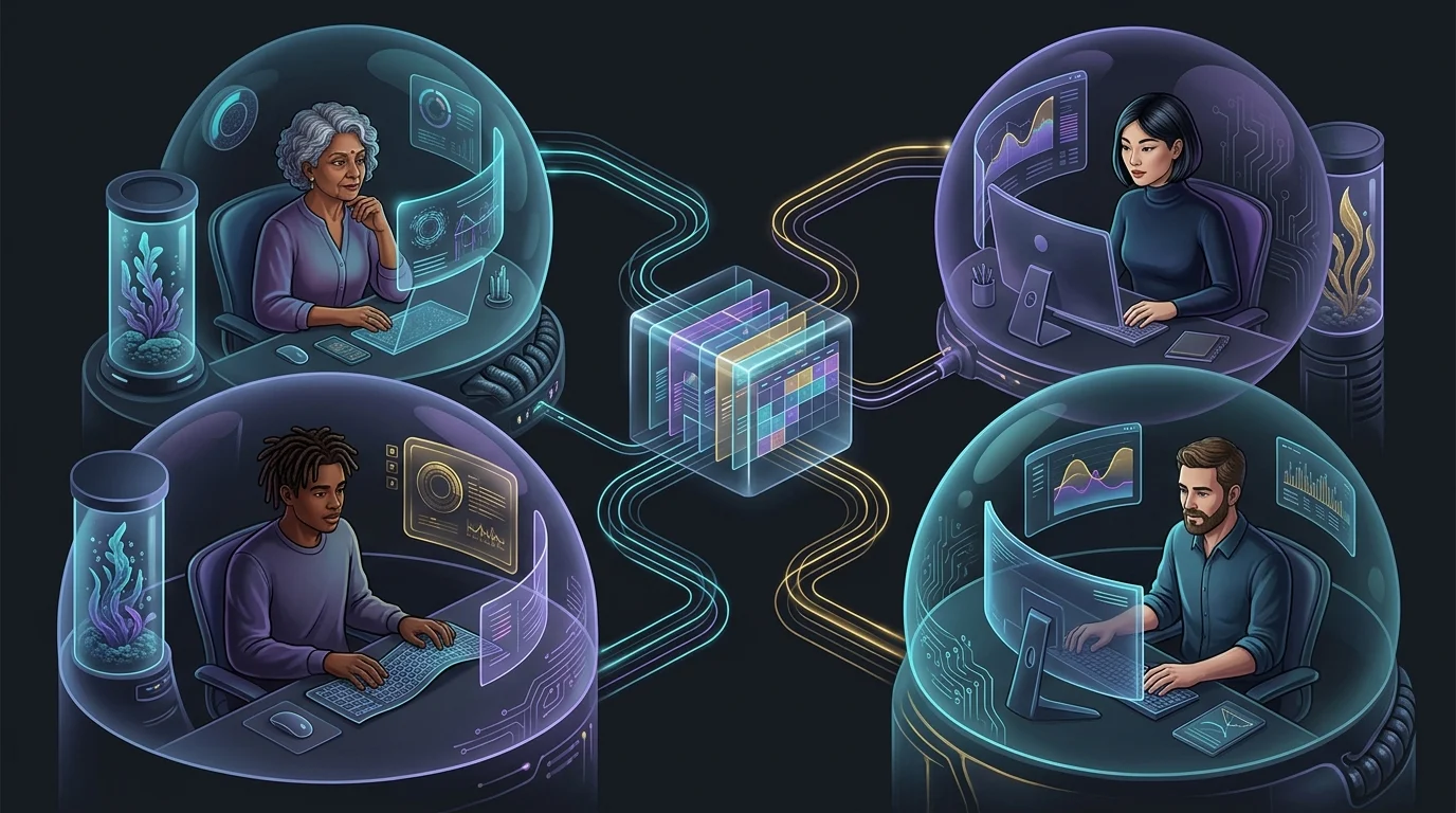Diverse remote team using Clockwise AI to sync calendars and schedule meetings across time zones.