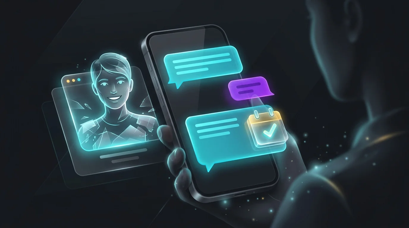 Paradox Olivia avatar on a smartphone screen scheduling a candidate interview via AI recruiting tools.