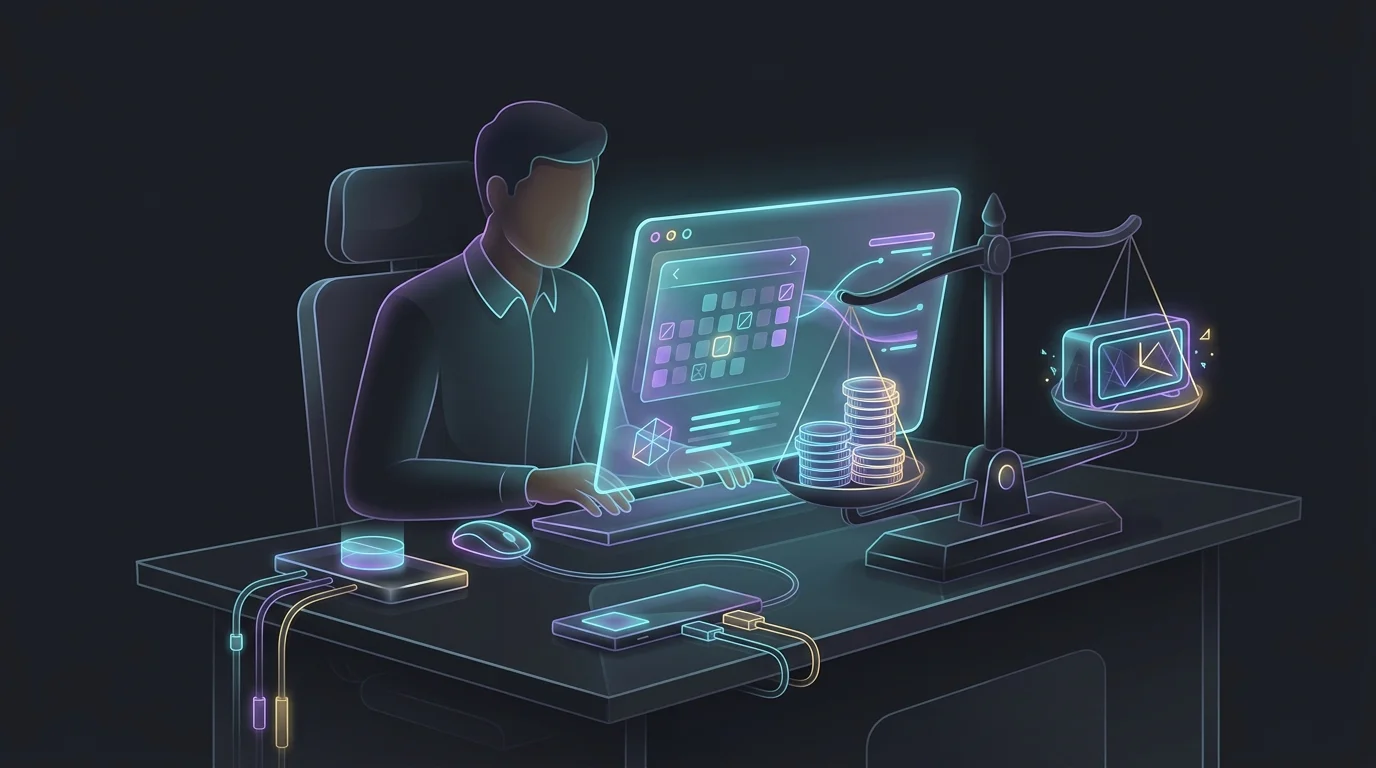 Professional weighing the cost of a Motion AI calendar against time saved for improved productivity.