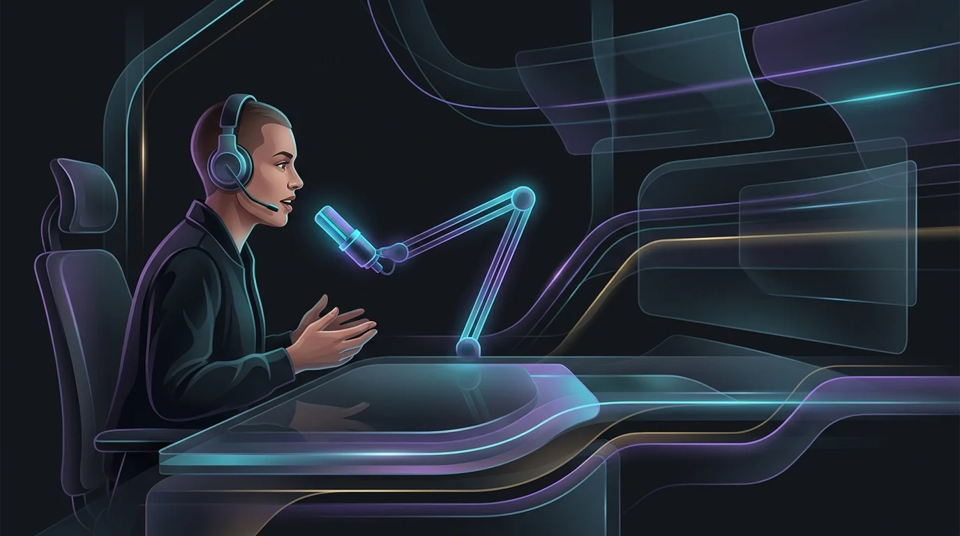 Person wearing a headset recording a meeting while considering the legal requirements of AI call transparency.