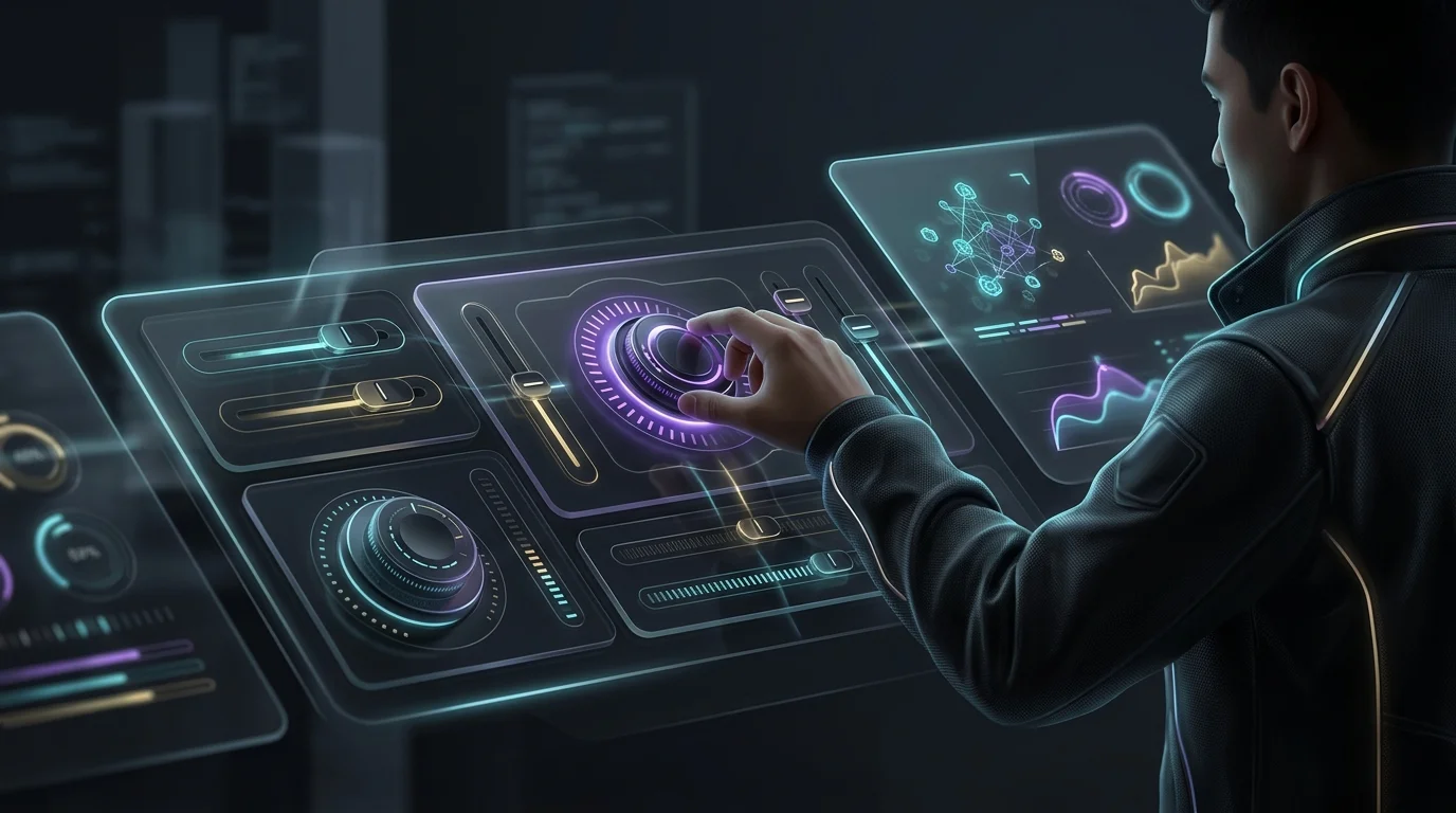 User fine-tuning complex 3Commas crypto trading bot settings on a digital control board.