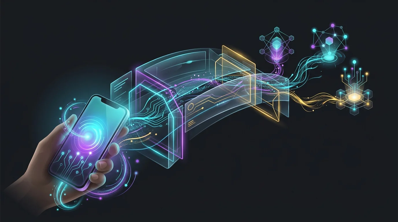 3Commas interface connecting a smartphone to multiple crypto exchange accounts via API keys for automated trading.