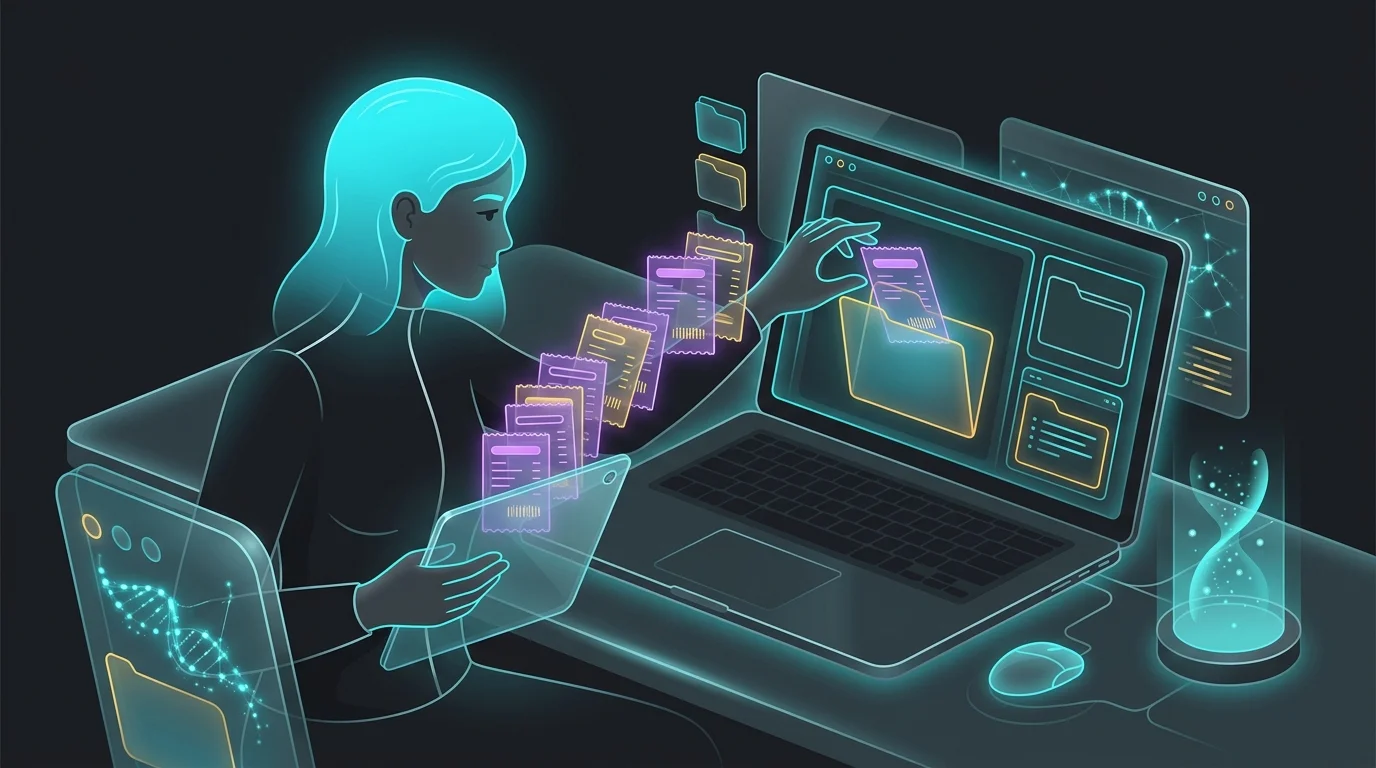 Person using Keeper software to organize digital receipts and identify business deductions for freelance finances.