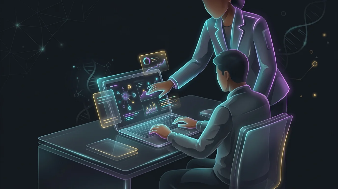 Tax professional reviewing business deductions on an AI tax tool screen with a self-employed user.