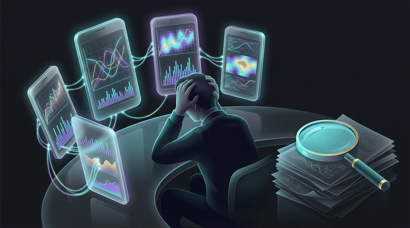 Person reviewing complex financial data and privacy policies on AI money apps for gig workers.