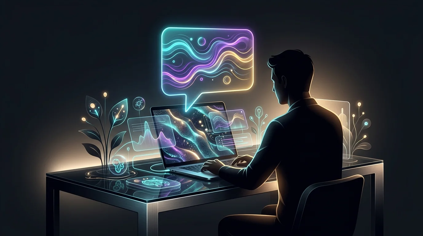 Person viewing simple AI financial insights generated from complex data on a laptop screen.