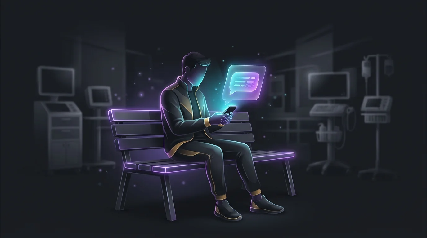 Person using a mobile mental health app for CBT support, representing the shift from clinical settings to accessible AI.