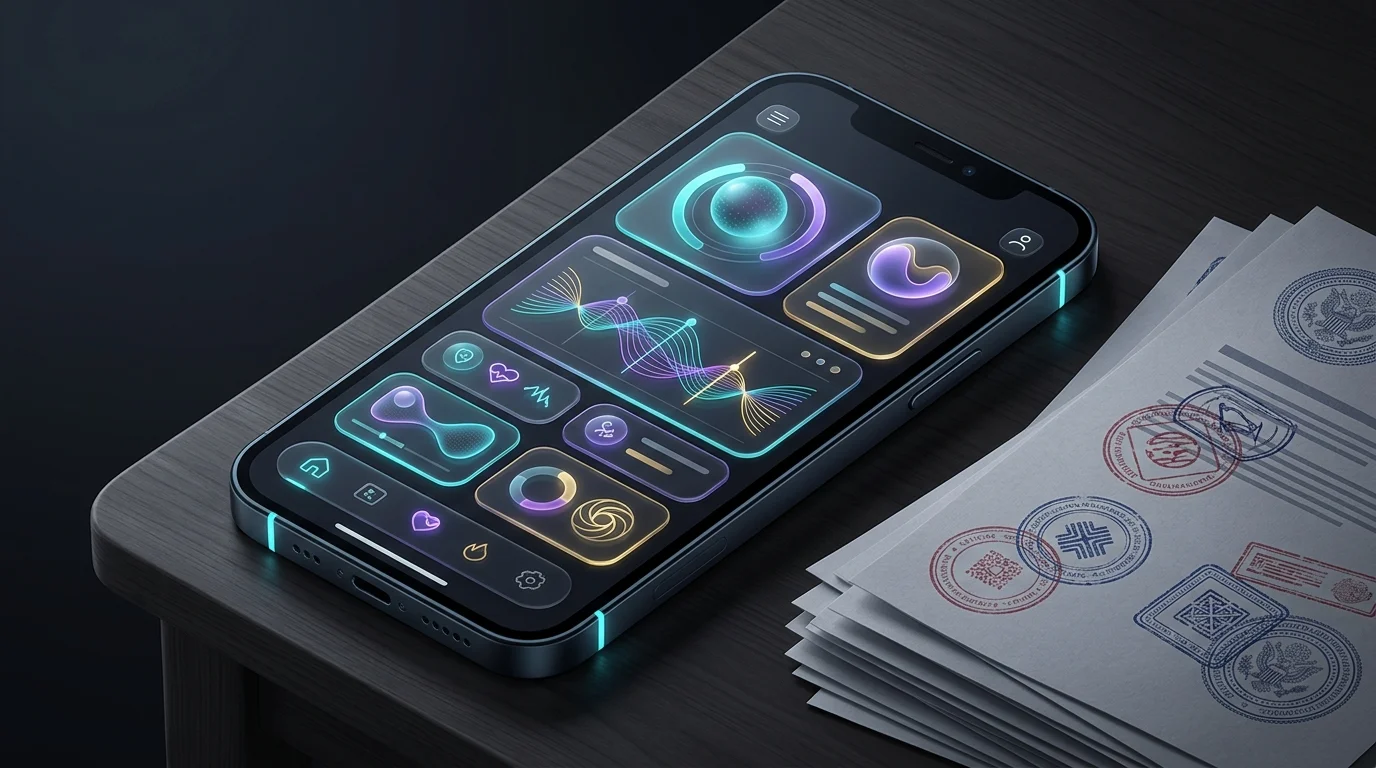 Smartphone displaying a Natural Cycles fertility tracking app next to official FDA regulatory documents.