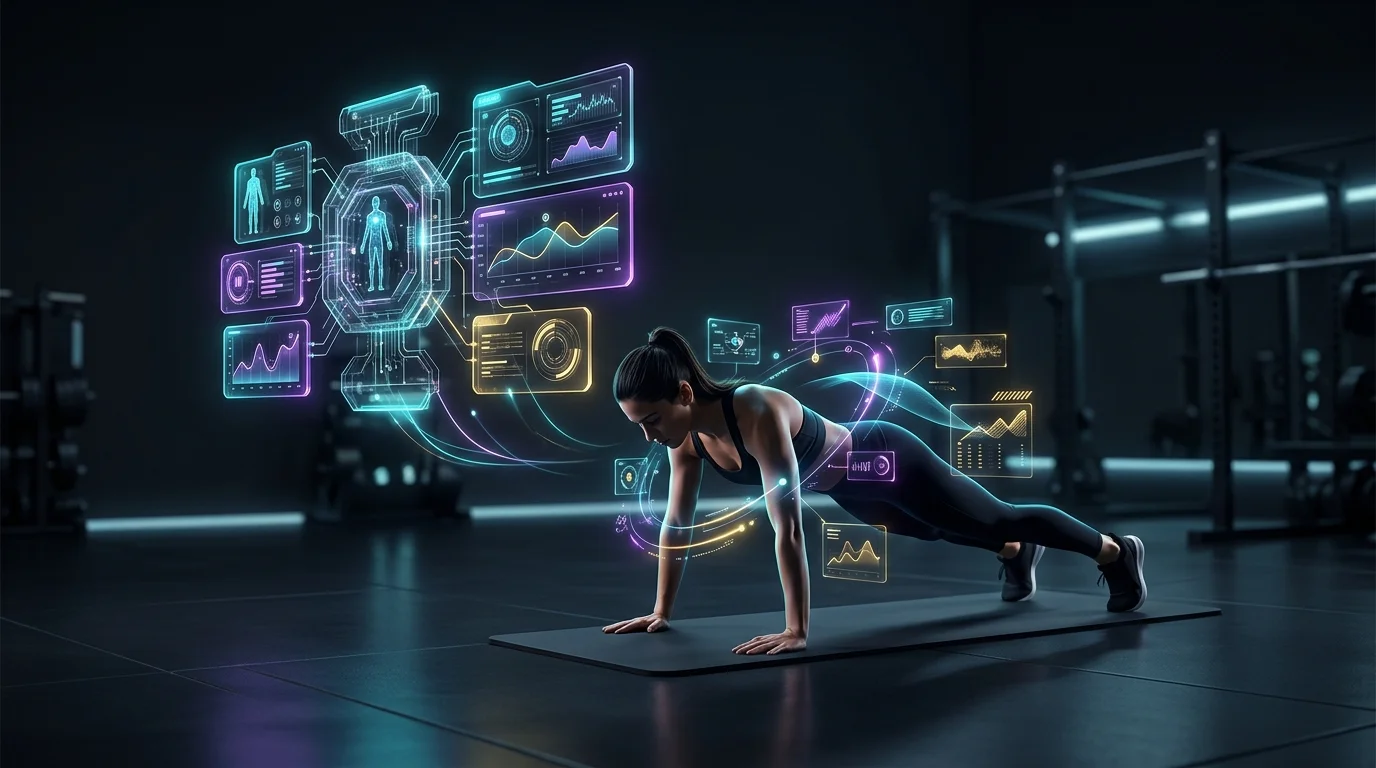 Person performing a burpee guided by an AI coaching interface in this top-rated home workout app.