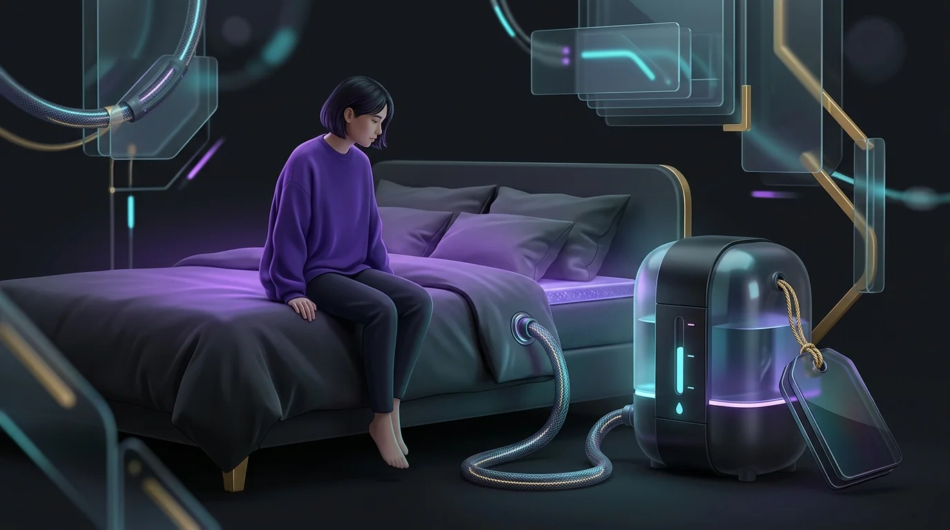 Eight Sleep water hub and mattress cover setup showing the bulky hardware and additional costs to consider.